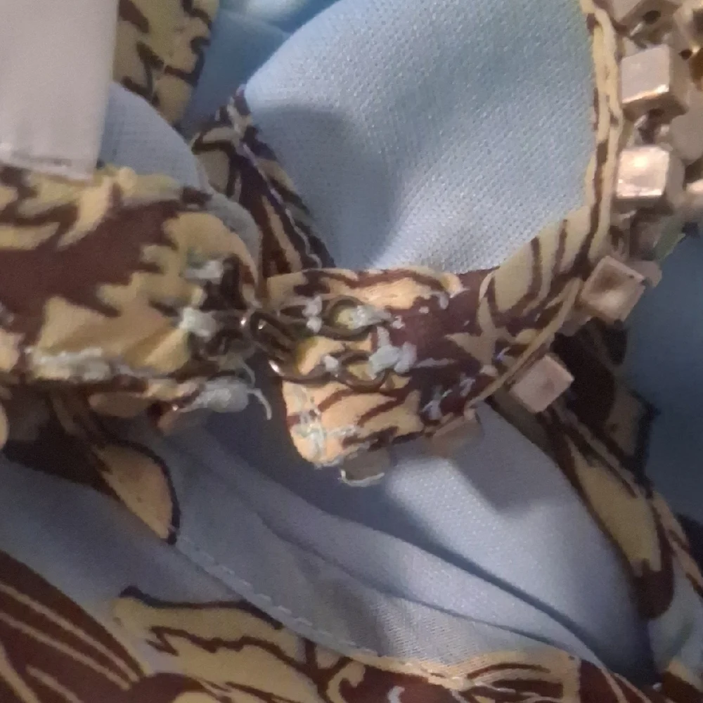 Light Blue Floral Maxi Skirt with Yellow and Brown Print